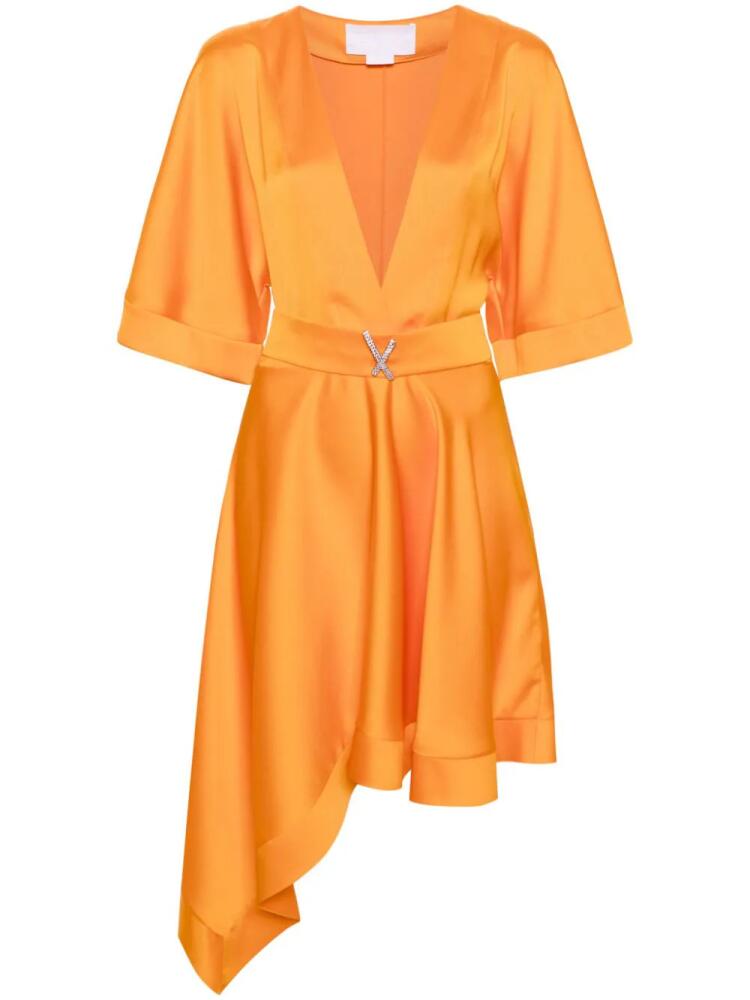 Genny belted asymmetric midi dress - Orange Cover