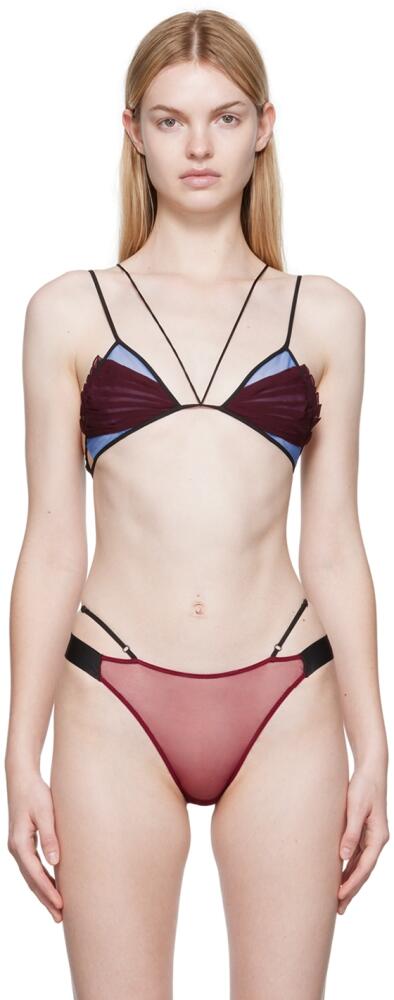 Nensi Dojaka SSENSE Exclusive Burgundy & Blue Bra Cover