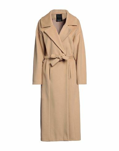 Yes London Woman Coat Sand Polyester, Viscose Cover