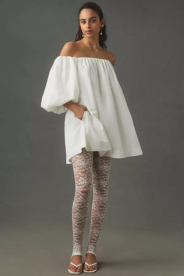 By Anthropologie Lace Stirrup Tights Cover