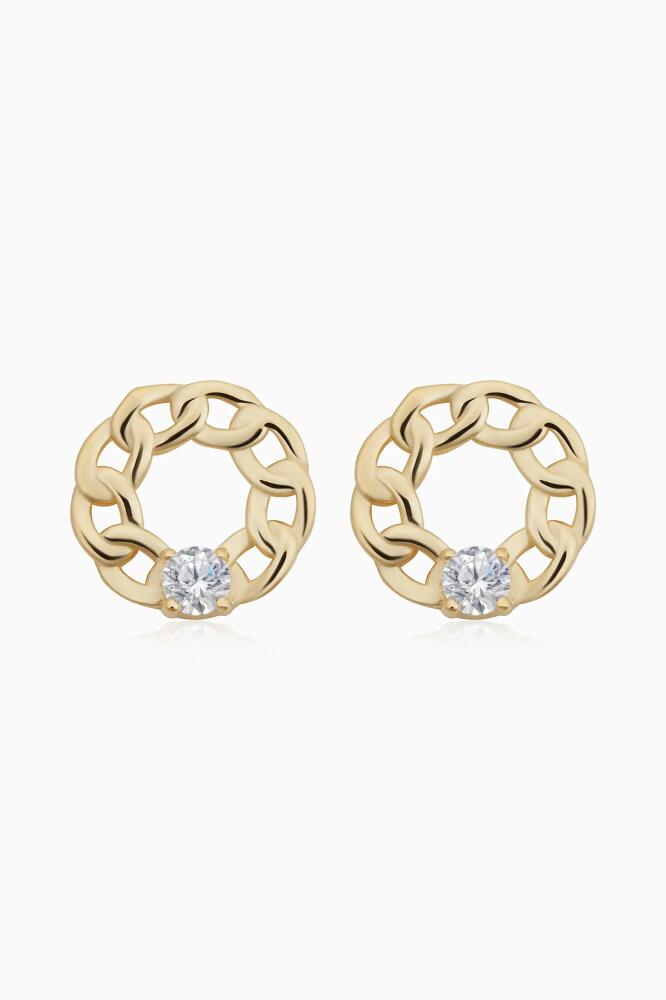 Oradina 14K Yellow Gold Halo Studs Cover