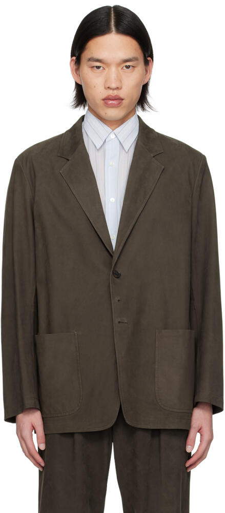 AURALEE Brown Notched Lapel Blazer Cover