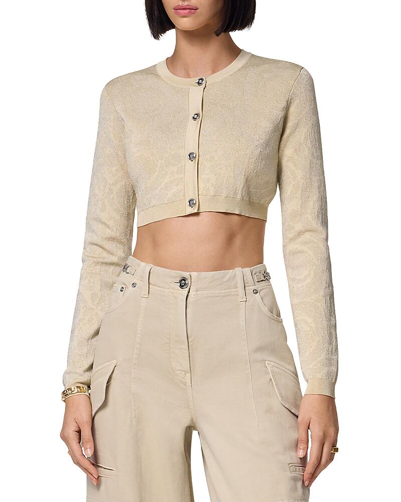 Versace Barocco Texture Cropped Cardigan Sweater Cover