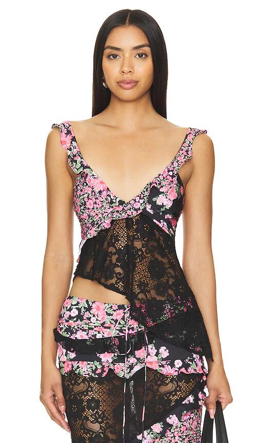 For Love & Lemons Rosalyn Crop Top in Black Cover