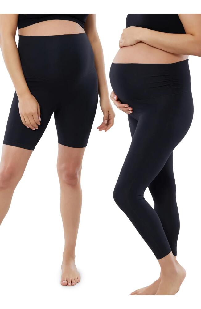 Ingrid & Isabel 2-Pack Maternity 7/8 Leggings & Bike Shorts in Black Cover