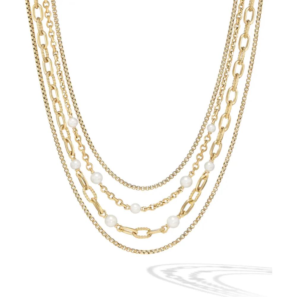 David Yurman DY Madison® Pearl Multi Row Chain Necklace in 18K Yellow Gold with Pearls Cover