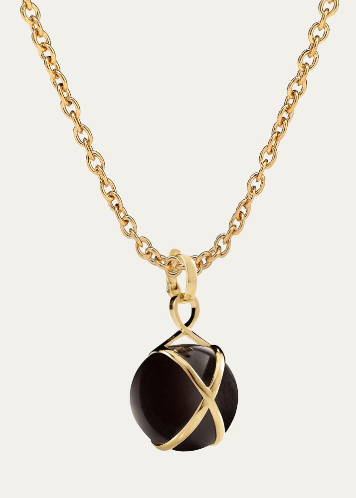 L. Klein Prisma 18k Gold & Black Agate Large Pendant Luxe Chain Necklace Cover