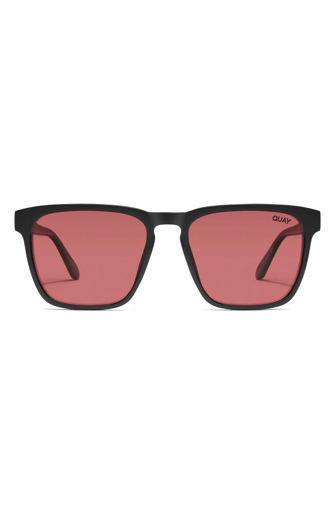 Quay Australia Unplugged 45mm Polarized Square Sunglasses in Black /Ruby Polarized Cover