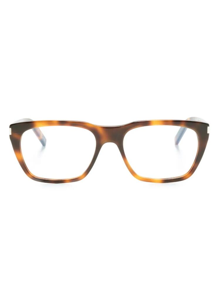 Saint Laurent Eyewear tortoiseshell-effect square-frame glasses - Brown Cover