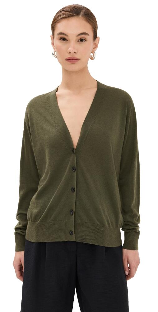 LISA YANG Cia Cardigan Dark Moss Cover