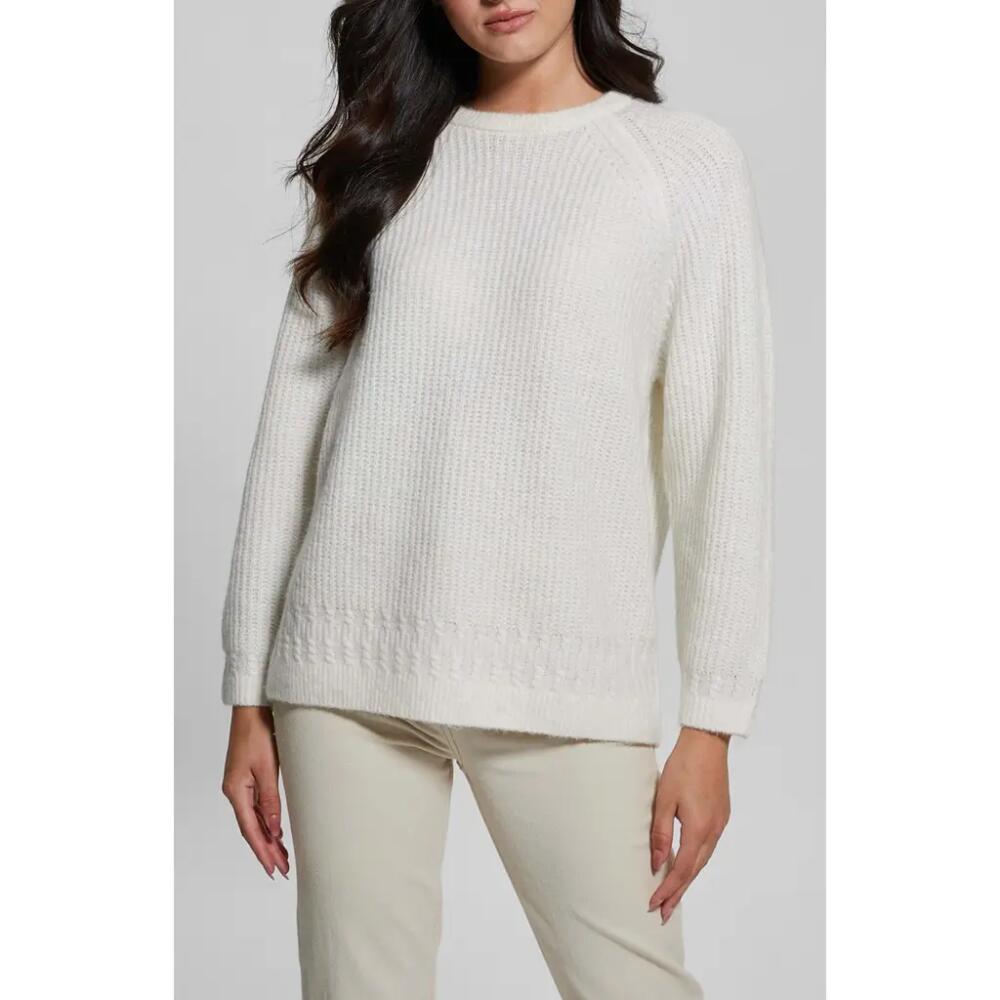 GUESS Margo Mixed Stitch Sweater in Dove White Cover