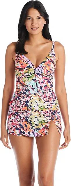 Bleu Rod Beattie Party Animal Twist Over-the-Shoulder D-Cup Tankini Top (Multi) Women's Swimwear Cover