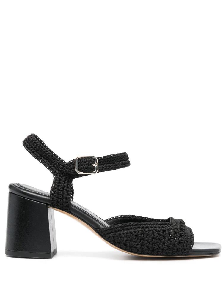 Souliers Martinez Sicilia 75mm woven leather sandals - Black Cover