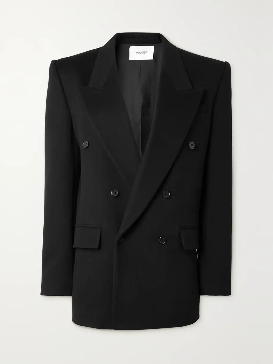 SAINT LAURENT - Double-breasted Wool And Cashmere-blend Blazer - Black Cover