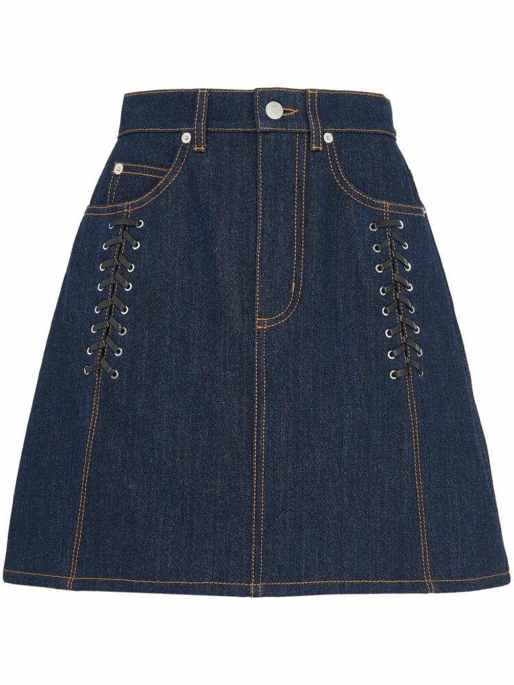 Alexander McQueen lace-up detail denim mini skirt - Blue Cover