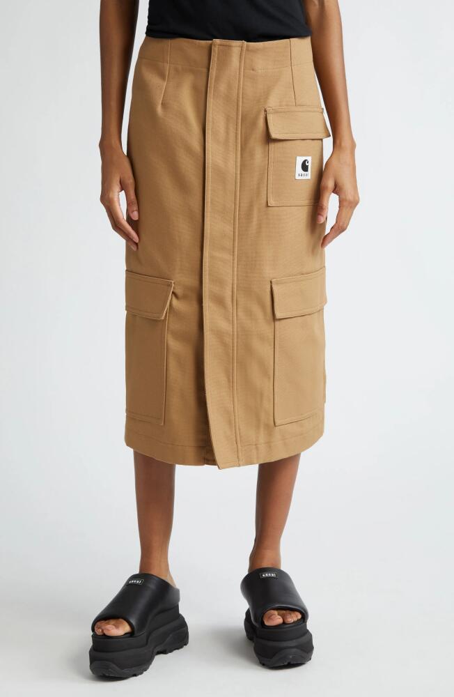 Sacai Carhartt WIP Cotton Canvas Cargo Skirt in Beige Cover