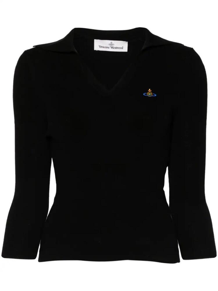 Vivienne Westwood Orb-embroidered polo jumper - Black Cover