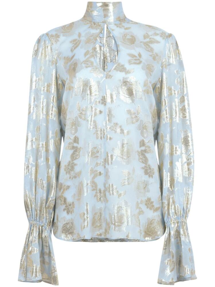 Nina Ricci floral-embellished cut-out blouse - Blue Cover