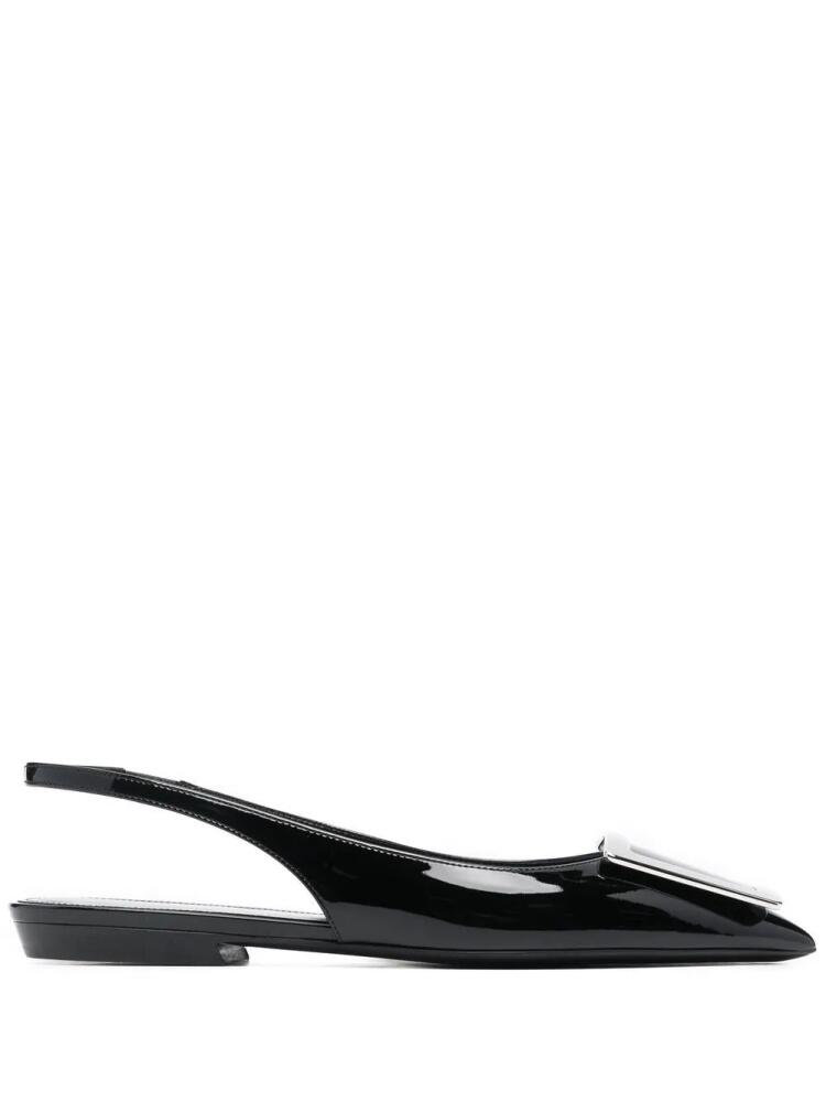 Saint Laurent pointed-toe buckled slingback pumps - Black Cover