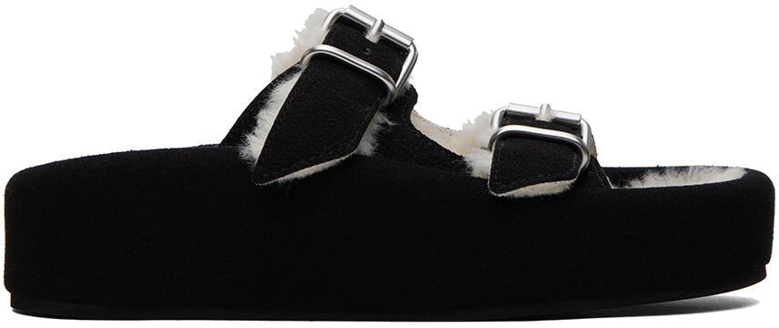 MM6 Maison Margiela Black Sunken Footbed Slides Cover