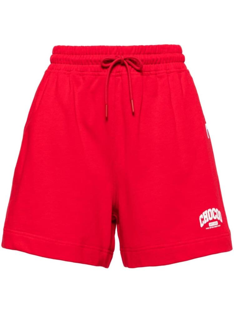 CHOCOOLATE logo lettering cotton shorts - Red Cover