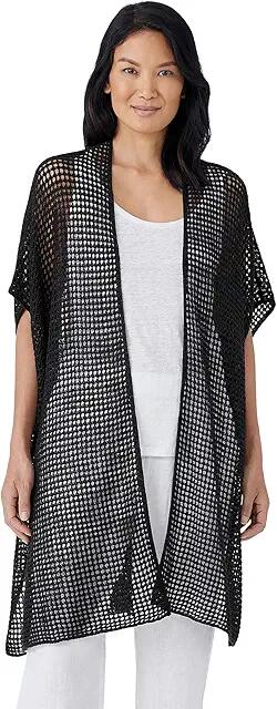 Eileen Fisher Sleeveless Cardigan (Black) Women's Sweater Cover