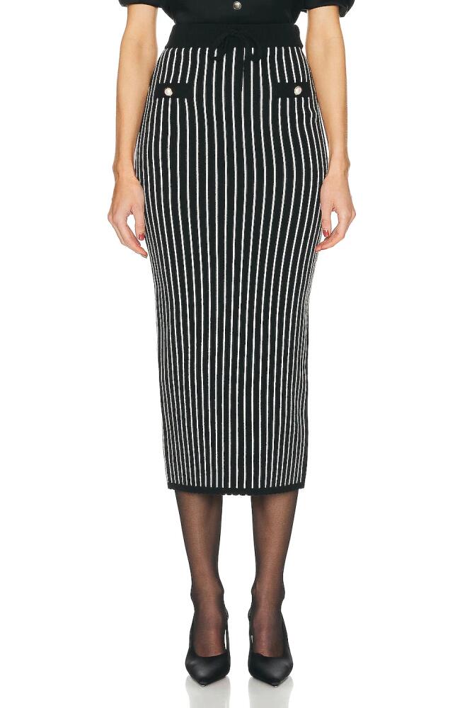 Alessandra Rich Pinstripe Knitted Midi Skirt in Black Cover