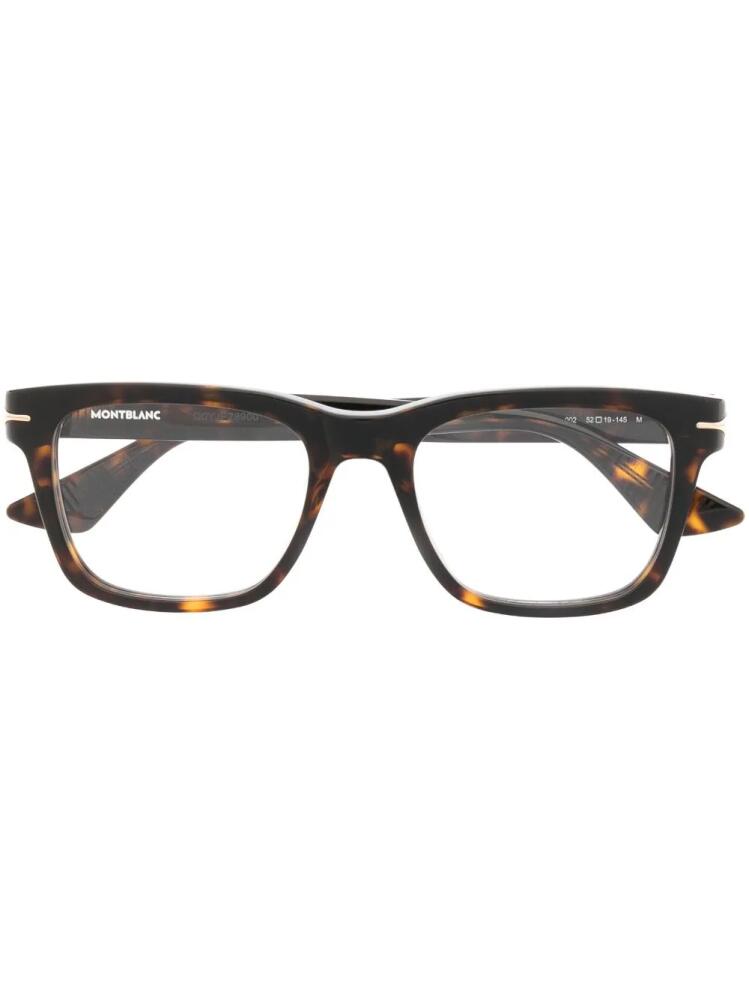 Montblanc tortoiseshell logo-arm glasses - Brown Cover