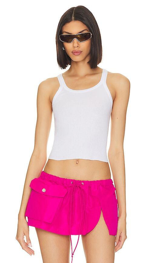 RE/DONE x Hanes Cropped Rib Tank in White Cover