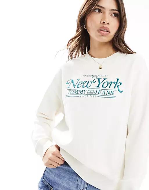 Tommy Jeans boxy varsity sweatshirt in white Cover