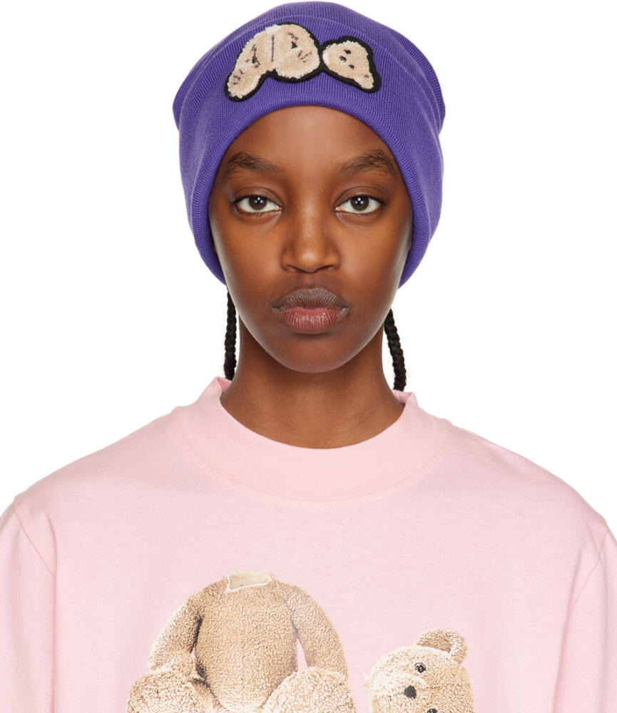 Palm Angels Purple PA Bear Beanie Cover