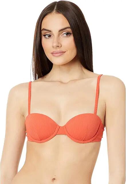 Madewell Ribbed Balconette Bikini Top (Coastal Orange) Women's Swimwear Cover