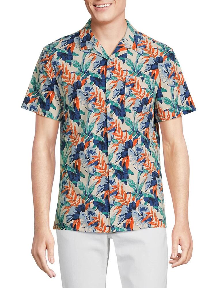 Fair Harbor Men's The Casablanca Island Graphic Camp Shirt - Orange Cover