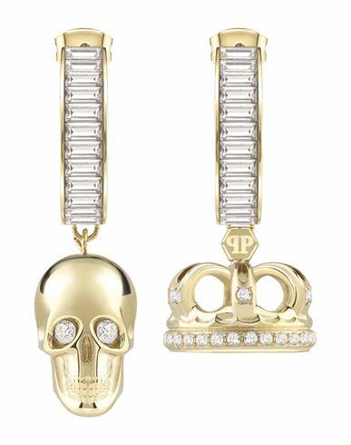 Philipp Plein $kull Crown Crystal Hoop Earrings Woman Earrings Gold Stainless Steel Cover