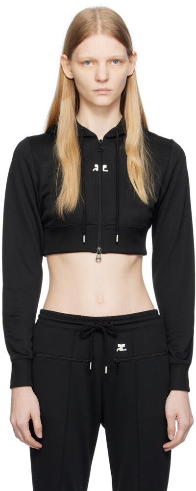 Courrèges Black Cropped Hoodie Cover