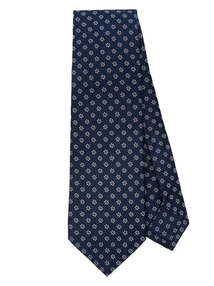 Kiton floral-embroidered tie - Blue Cover