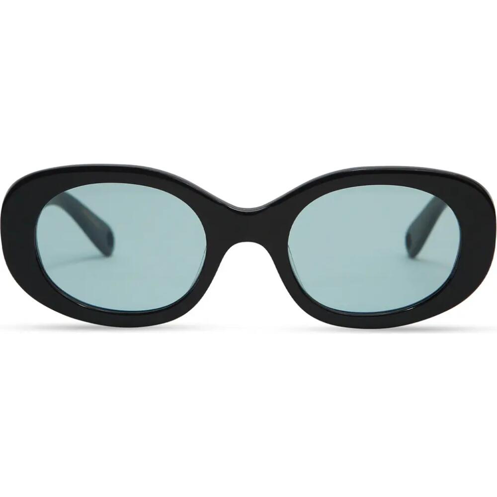 Elisa Johnson Lyna 52mm Oval Sunglasses in Gloss Black Teal Lens Cover