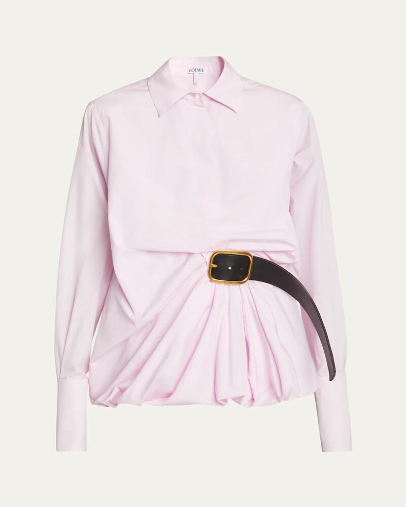 Loewe Belted Balloon-Hem Blouse Cover