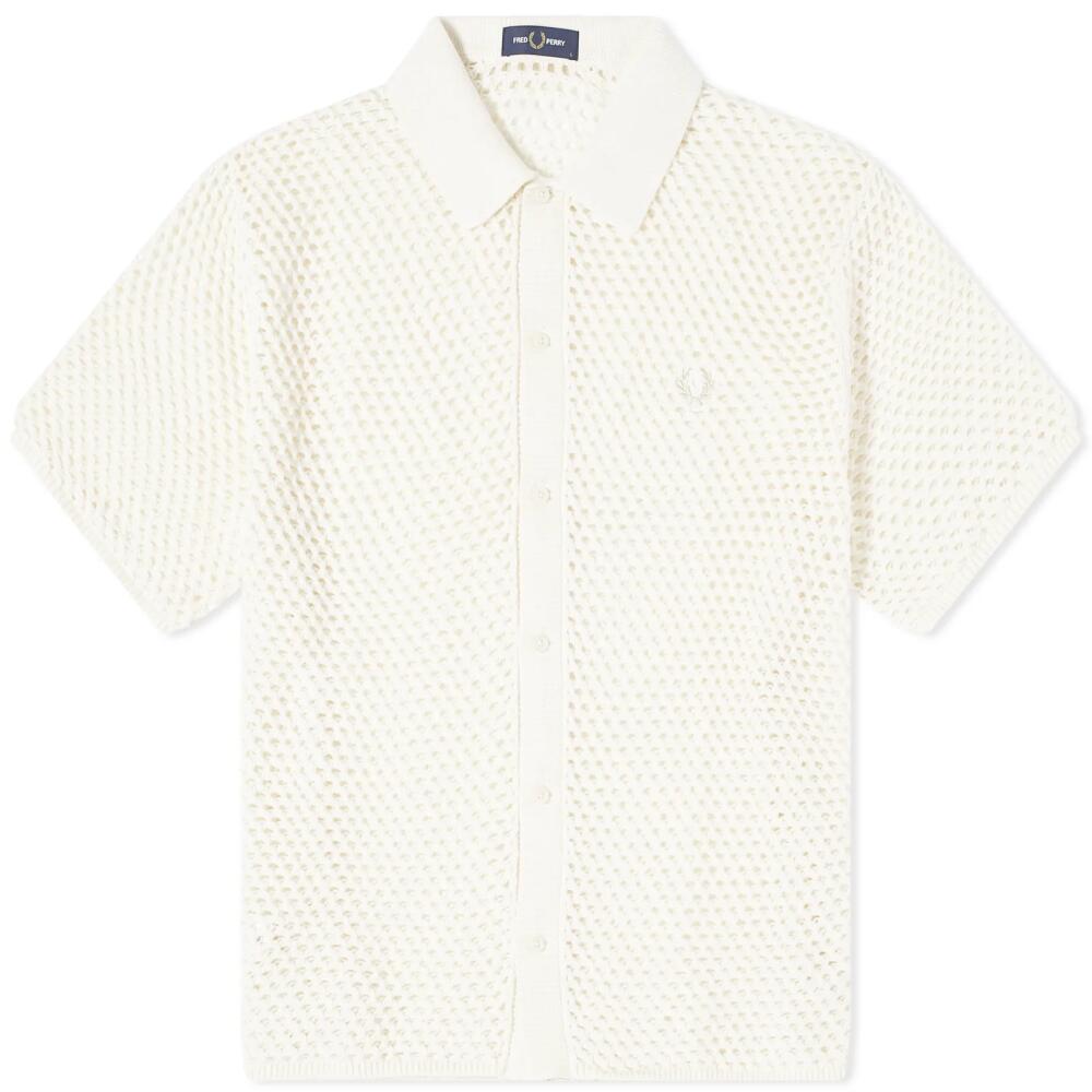 Fred Perry Men's Button Through Lace Shirt in Ecru Cover