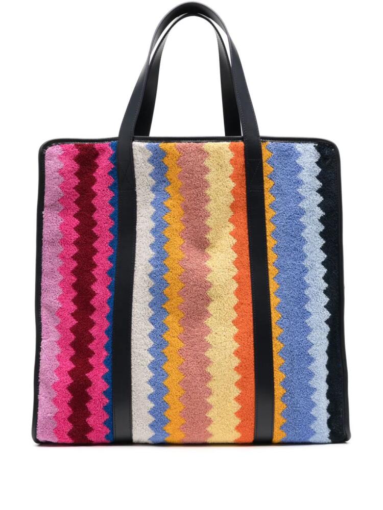 Missoni zigzag cotton tote bag - Blue Cover