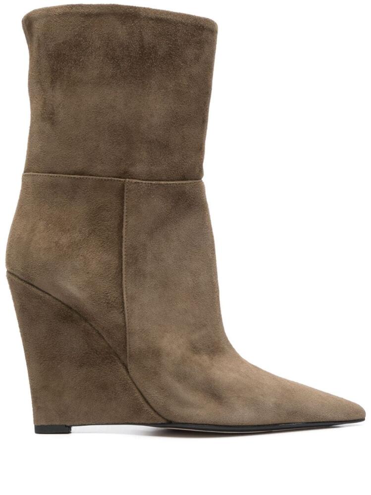 Alevì 115mm suede wedge boots - Green Cover