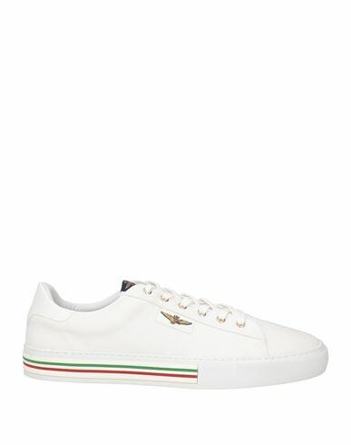 Aeronautica Militare Man Sneakers White Soft Leather, Textile fibers Cover