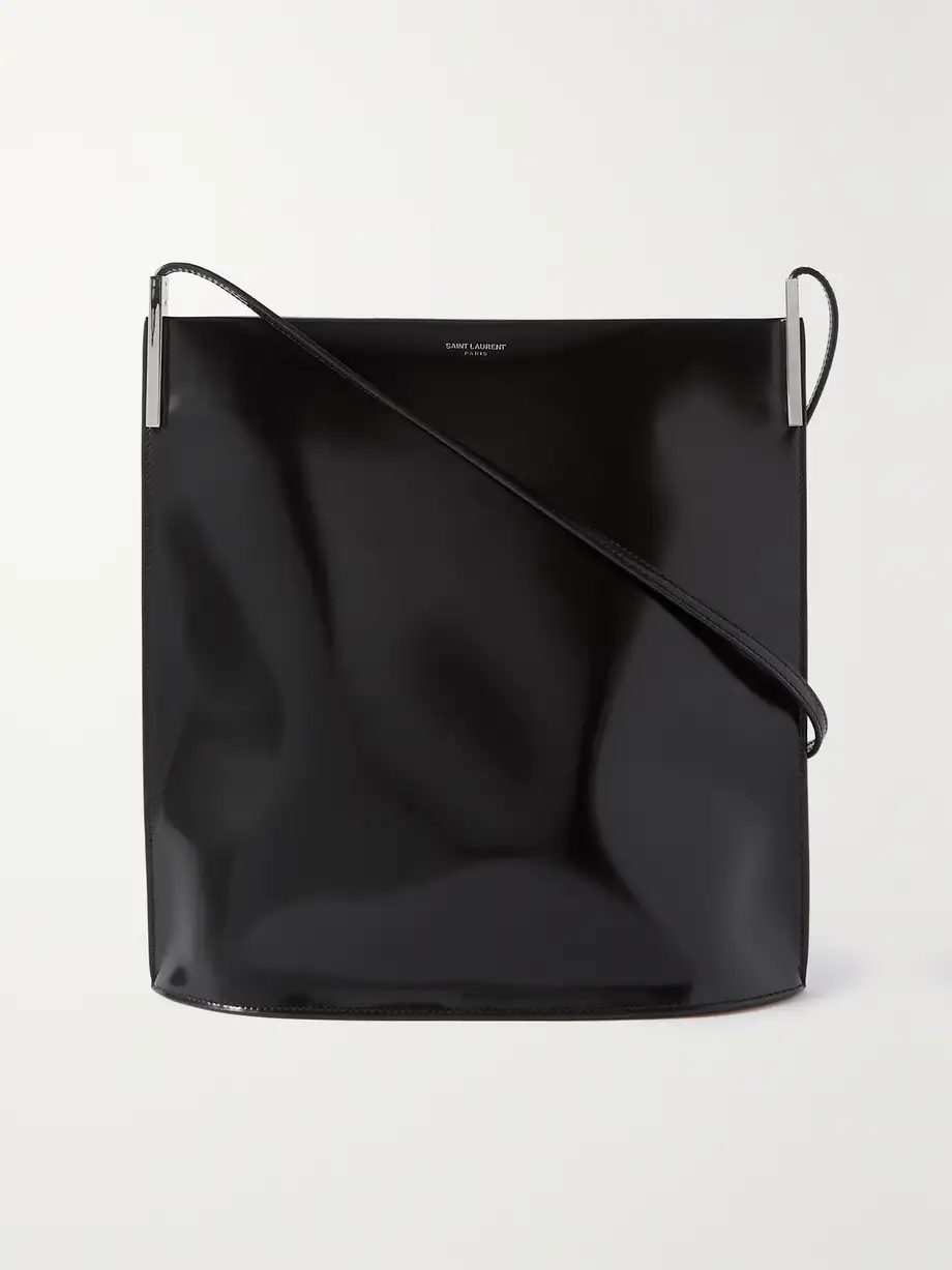 SAINT LAURENT - Suzanne Glossed-leather Tote - Black Cover