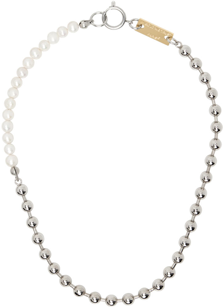 IN GOLD WE TRUST PARIS Silver Ball Chain & Pearl Necklace Cover