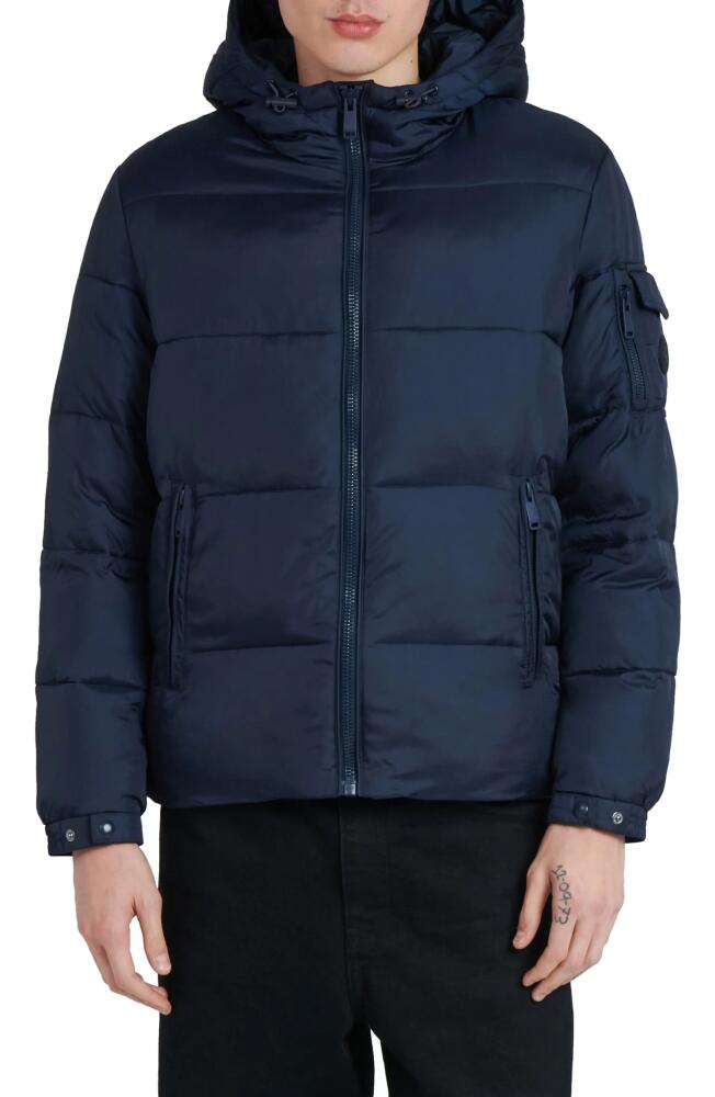 The Recycled Planet Company Erik Hooded Puffer Coat in Midnight Cover