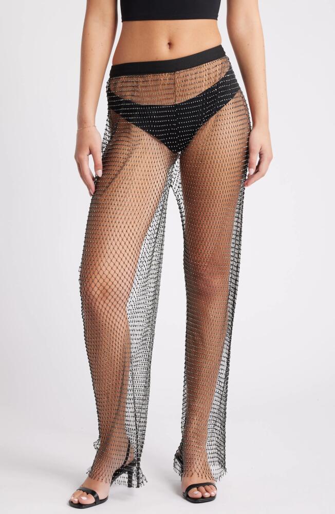 NASTY GAL Diamante Sheer Fishnet Pants in Black Cover