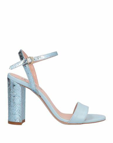 Divine Follie Woman Sandals Sky blue Leather Cover