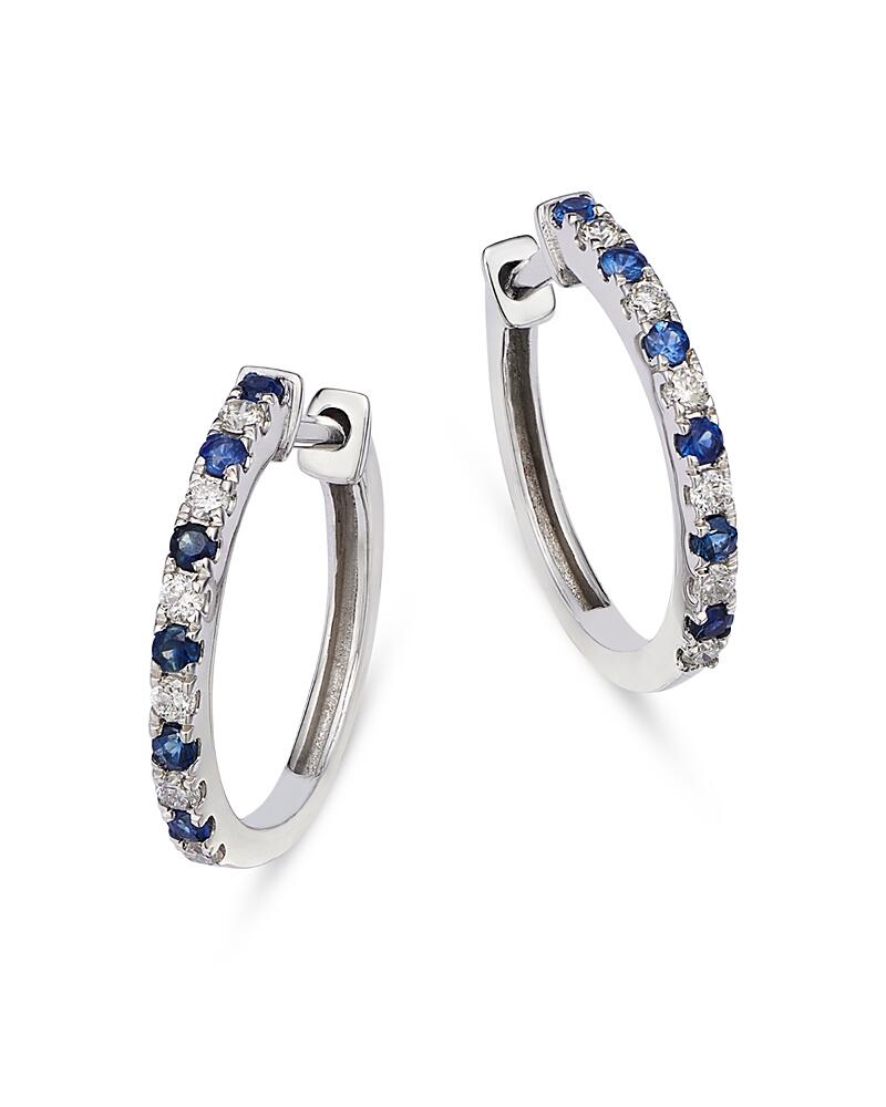 Bloomingdale's Fine Collection Sapphire & Diamond Hoop Earrings in 14K White Gold - Exclusive Cover