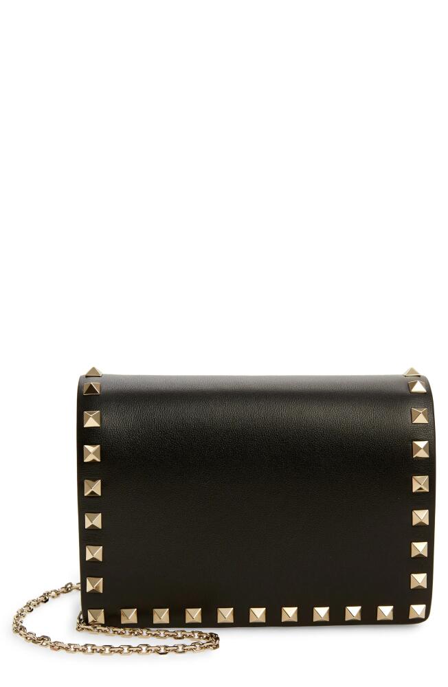 Valentino Garavani Rockstud Leather Wallet on a Chain in Nero Cover