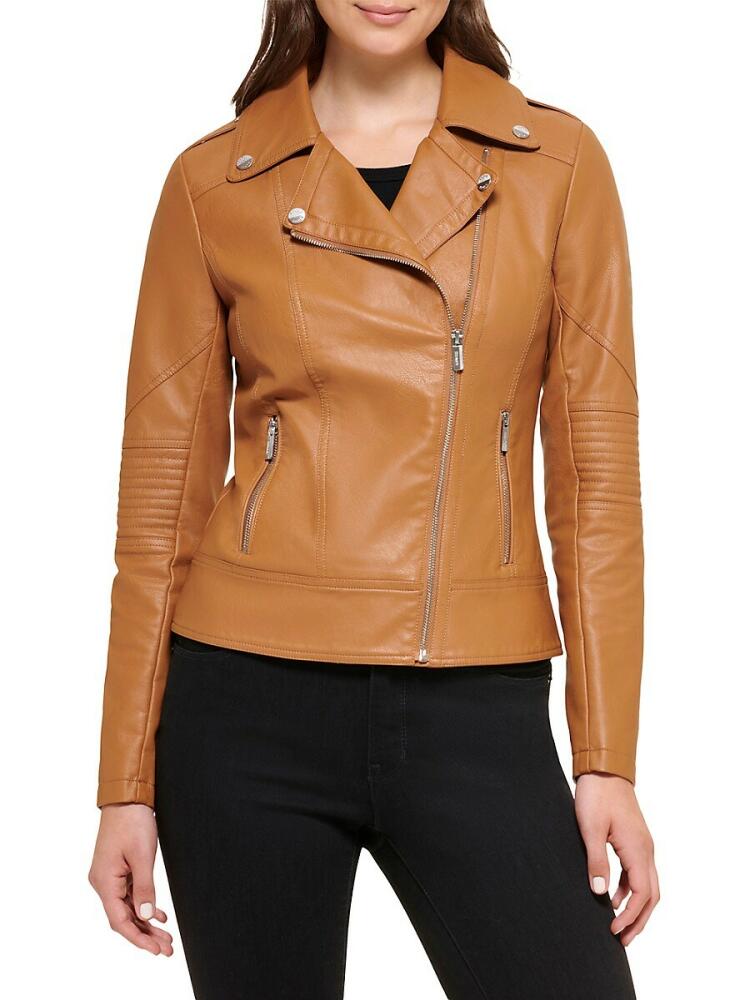 Guess Women's Faux Leather Jacket - Cinnamon Cover